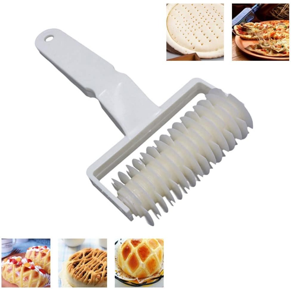 Pizza Stone Baking - 2 Stück Teig-Raster-Rollschneider, Teig-Keks-Kuchen-Pizza-Brot-Teigrand-Dekorationsrad, Backwerkzeug, Küchenhelfer