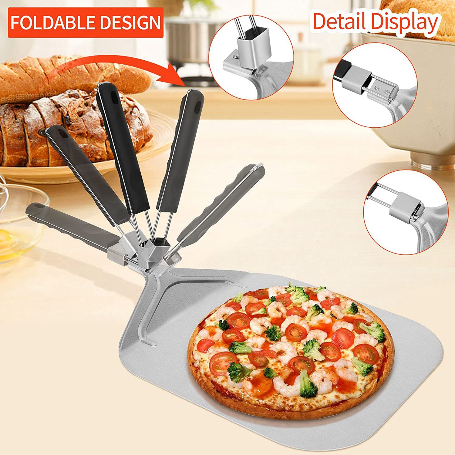 Pizza Stone Baking - WSFS! Zusammenklappbare Aluminium-Pizzaschale für Pizzasteine, professionelle