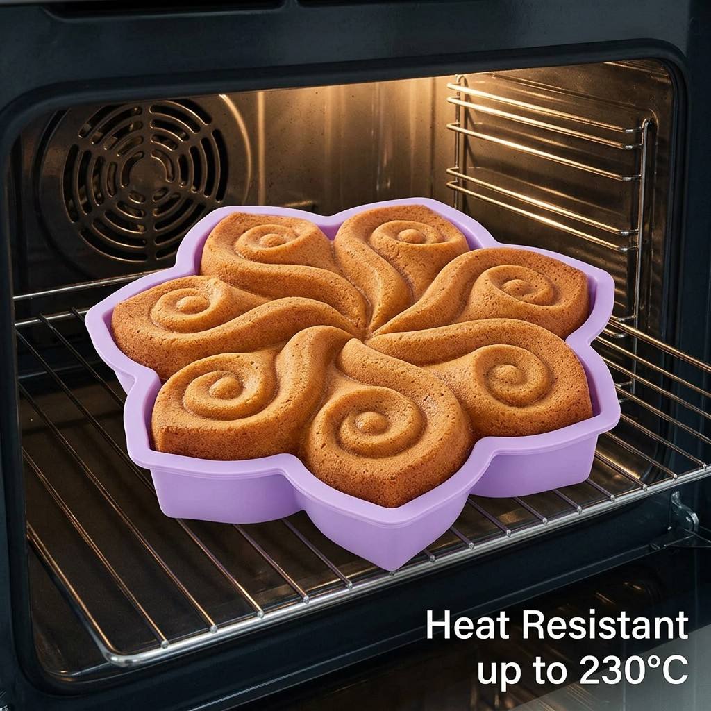 Kitchen Gadgets Oxo - Große Blumen-Silikon-Kuchenform Spiralförmige Backform 3D Blumenmuster