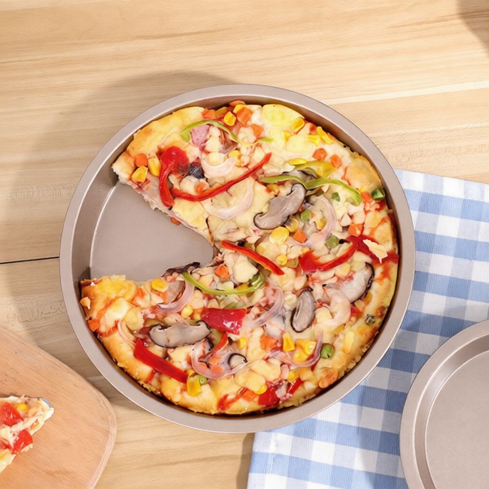 Pizza Stone Baking - Küchen-Backwerkzeug, runde Pizzaform aus Kohlenstoffstahl, antihaftbeschichtetes