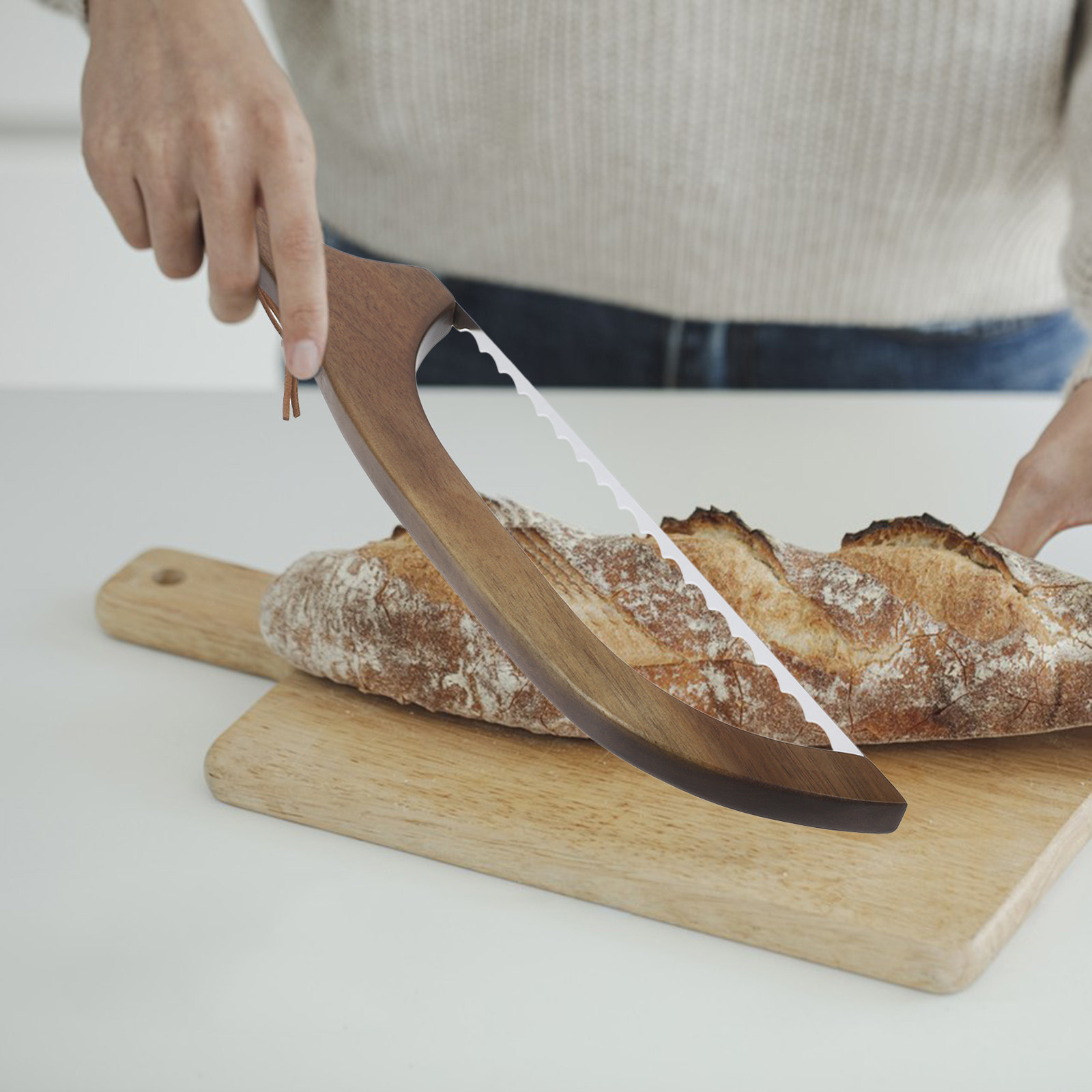 Kitchen Home Gadgets - 1 Set Holz-Brotmesser mit ergonomischem Griff,