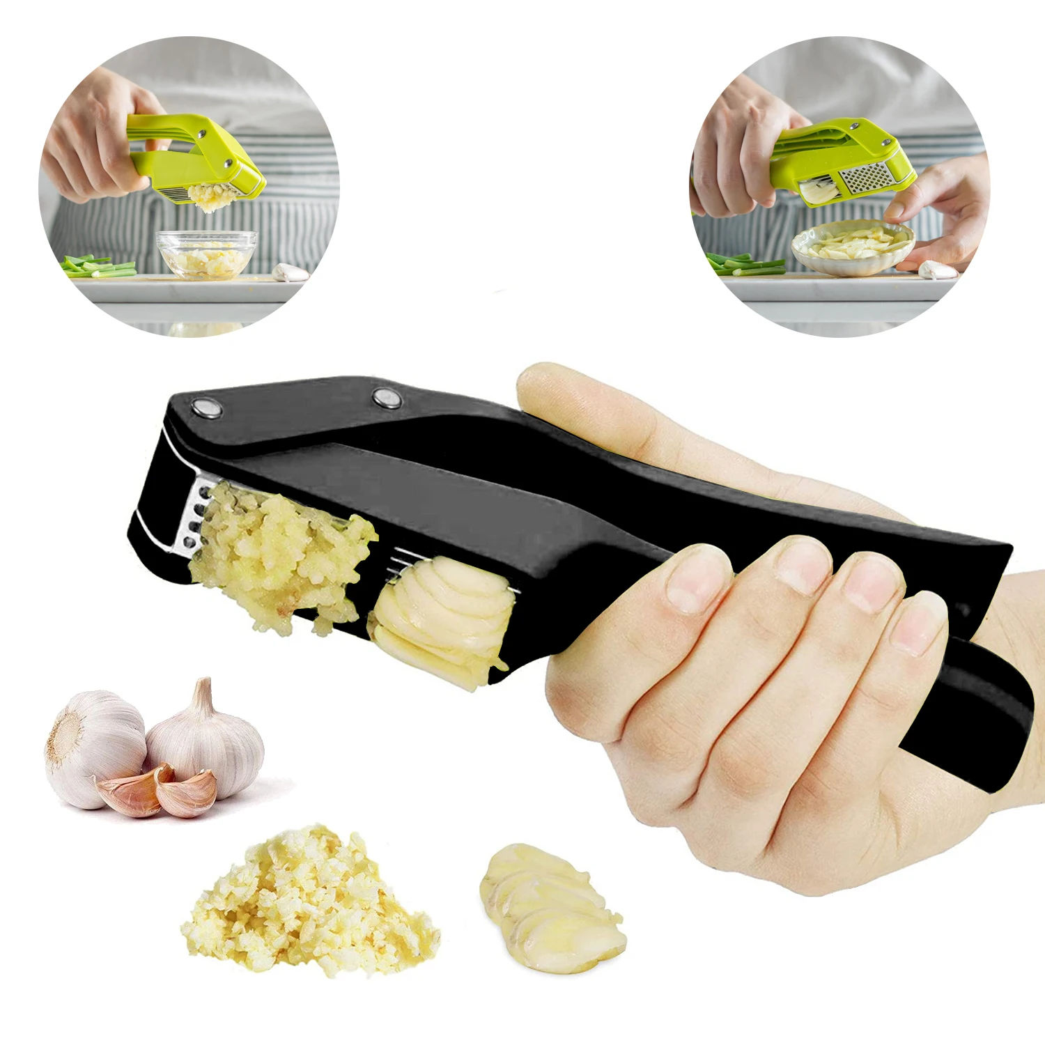 Kitchen Gadgets Garlic - 2-in-1-Knoblauchpresse und -schneider, Presse, Knoblauchwolf, Zerkleinerer,